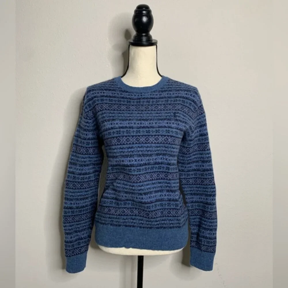 Polo Ralph Lauren Blue Fair Isle Wool Sweater